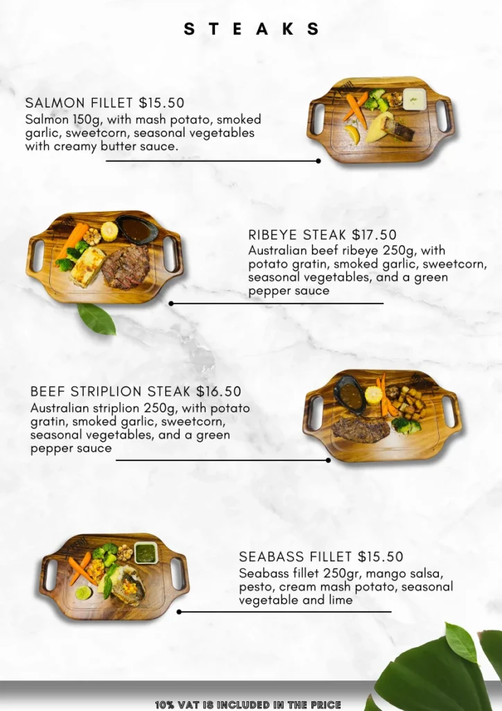 Steak menu